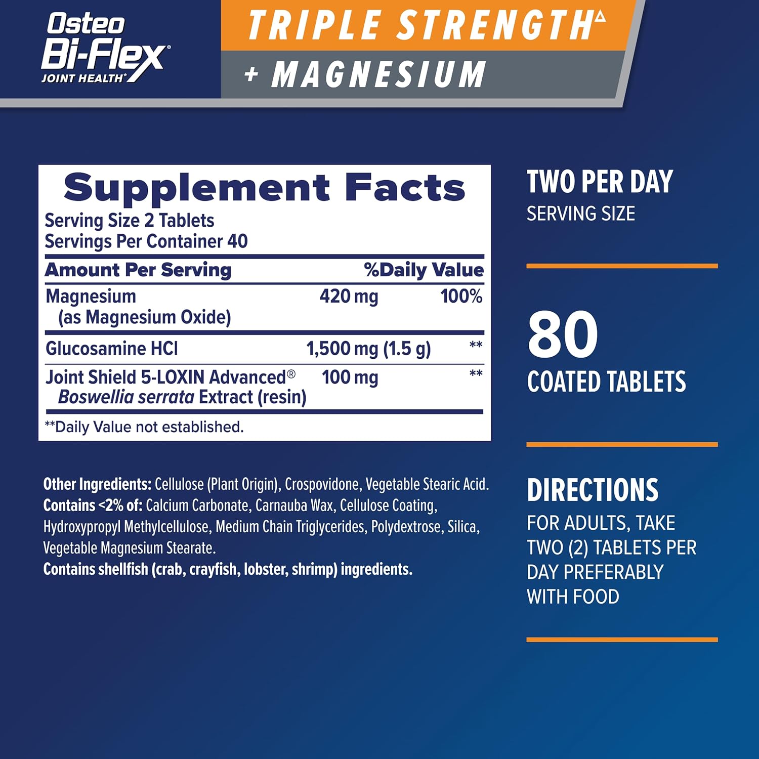 Osteo Bi-Flex Triple Strength Glucosamina con Magnesio, 80 Comprimidos Recubiertos