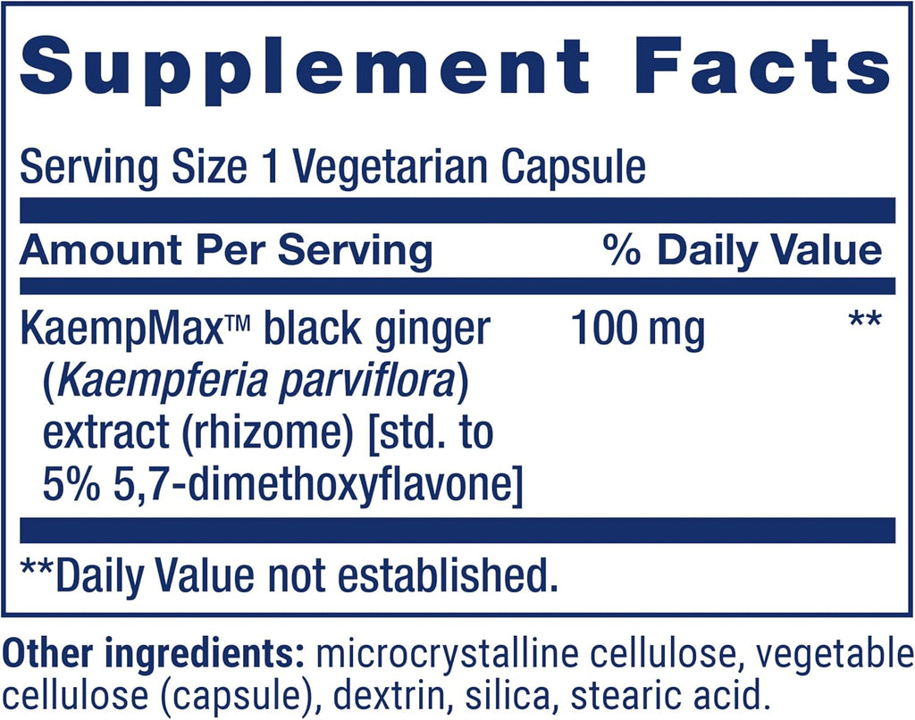 Life Extension Male Vascular Sexual Support, Jengibre Negro, 30 Cápsulas Vegetarianas