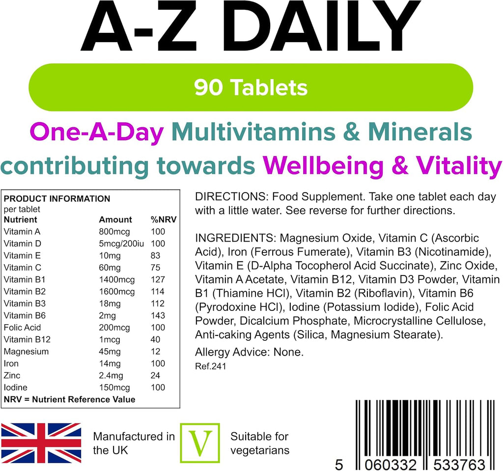 Multivitamínico A-Z Comprimidos diarios 90 Comprimidos de Lindens