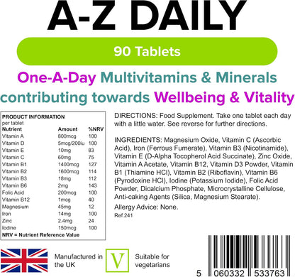 Multivitamin A-Z Daily Tablets 90 Tablets by Lindens – Image 2