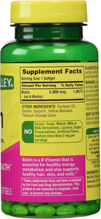 Spring Valley Biotina 5000 mcg, 240 cápsulas blandas