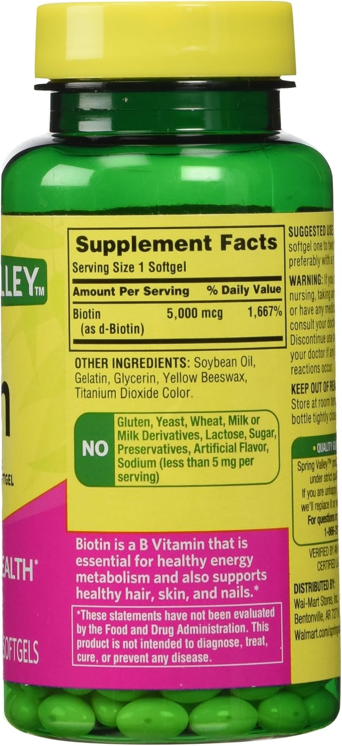 Spring Valley Biotina 5000 mcg, 240 cápsulas blandas