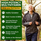 Multivitamínico para Hombres 50+ Sin Azúcar con Omega-3, CoQ10, D3K2, Calcio, Magnesio, Zinc y Vitaminas A, C y E - 60 Gomitas