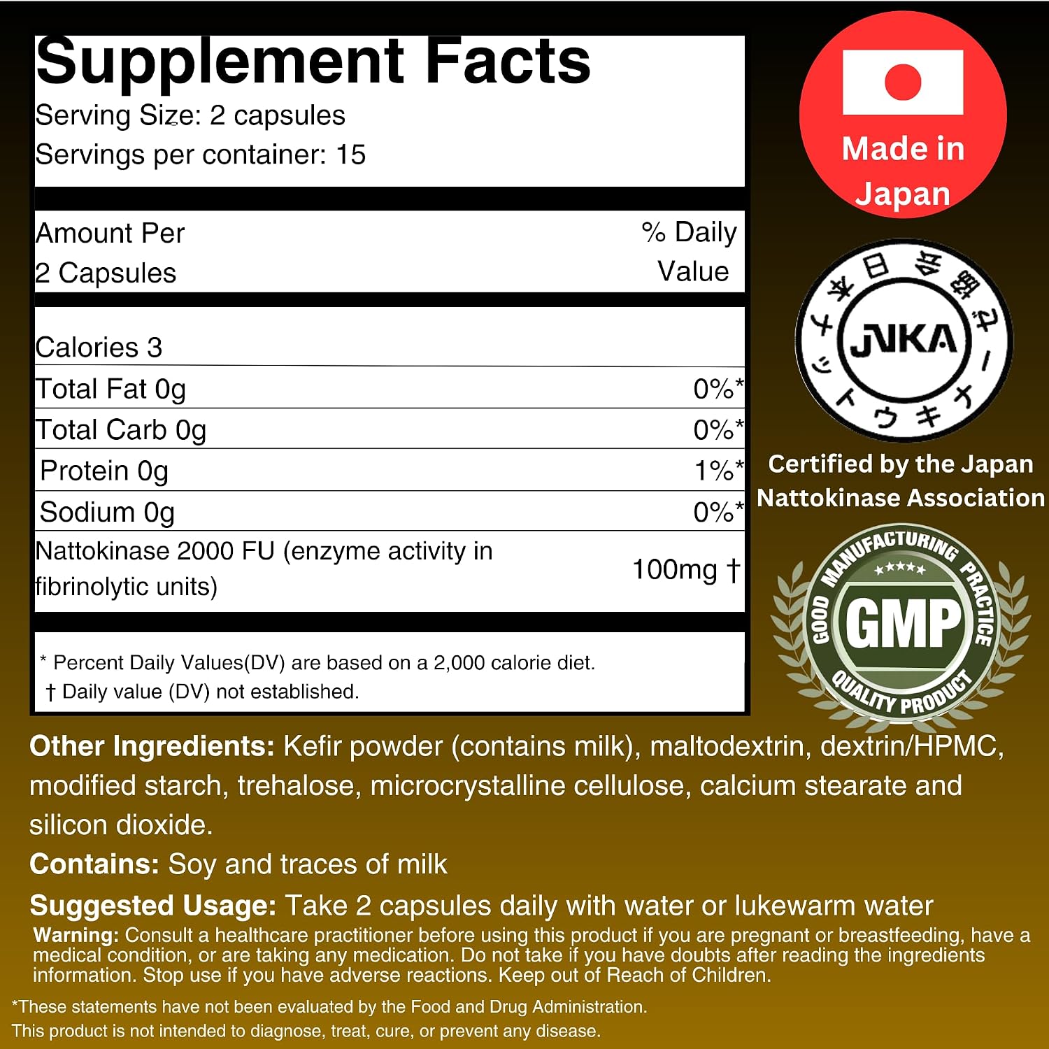 Nattokinase 2.000 FU y Kéfir - Suplemento para el Apoyo Cardiovascular - Fabricado en Japón (30 Cápsulas)