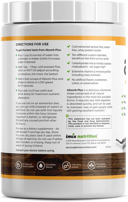 Absorb Plus Isolate Protein - Complemento – Convalecencia después de enfermedades o intervenciones quirúrgicas. – Image 2