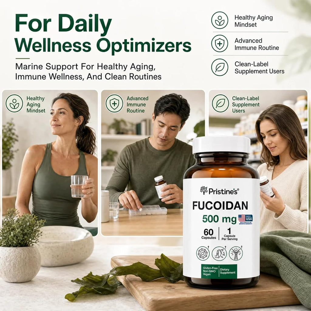 PRISTINE'S Fucoidan 500mg Cápsulas - 60 Días - Extracto de Alga Parda