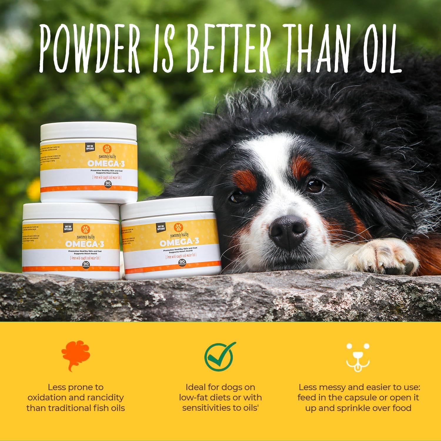 Pawsomely Healthy Omega-3 para Perros – Aceite de Anchoa Salvaje en Cápsulas – 90 uds