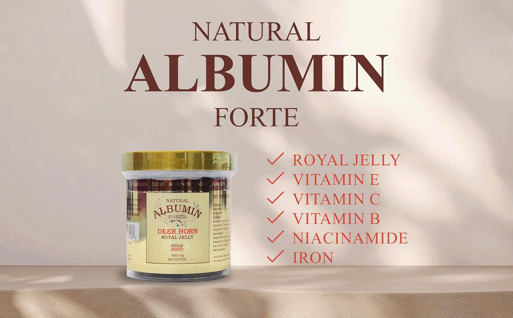 Natural Albumin Forte - Jalea Real con Asta de Ciervo (1500 mg, 200 cápsulas blandas)