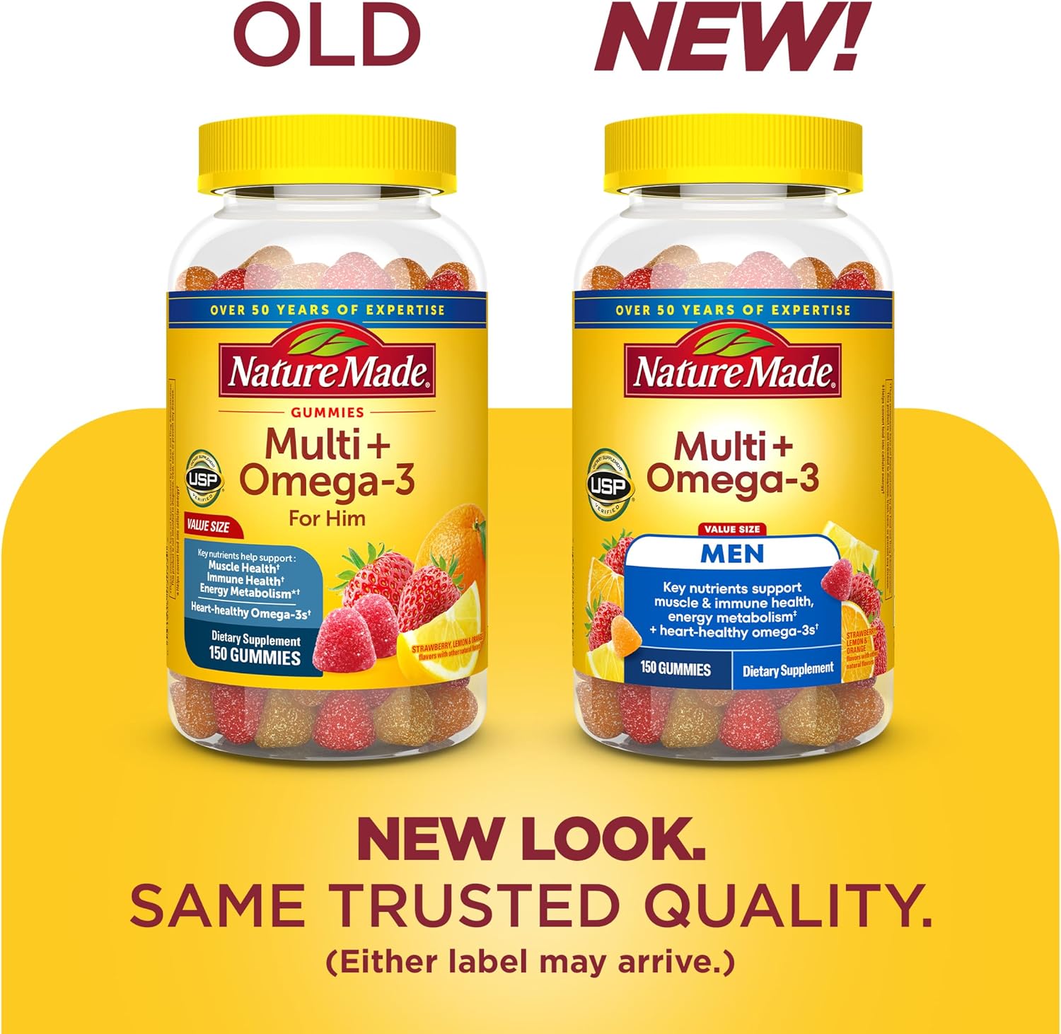 Nature Made Multivitamínico para Hombres con Omega-3, Gominolas, 150 unidades (75 días)