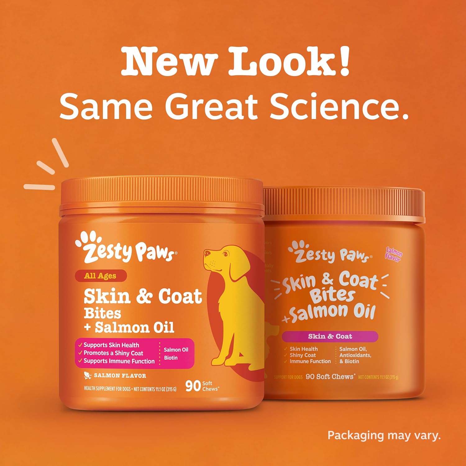 Zesty Paws Aceite de Salmón para Perros - Golosinas Omega 3 para Piel y Pelaje, 90 unidades