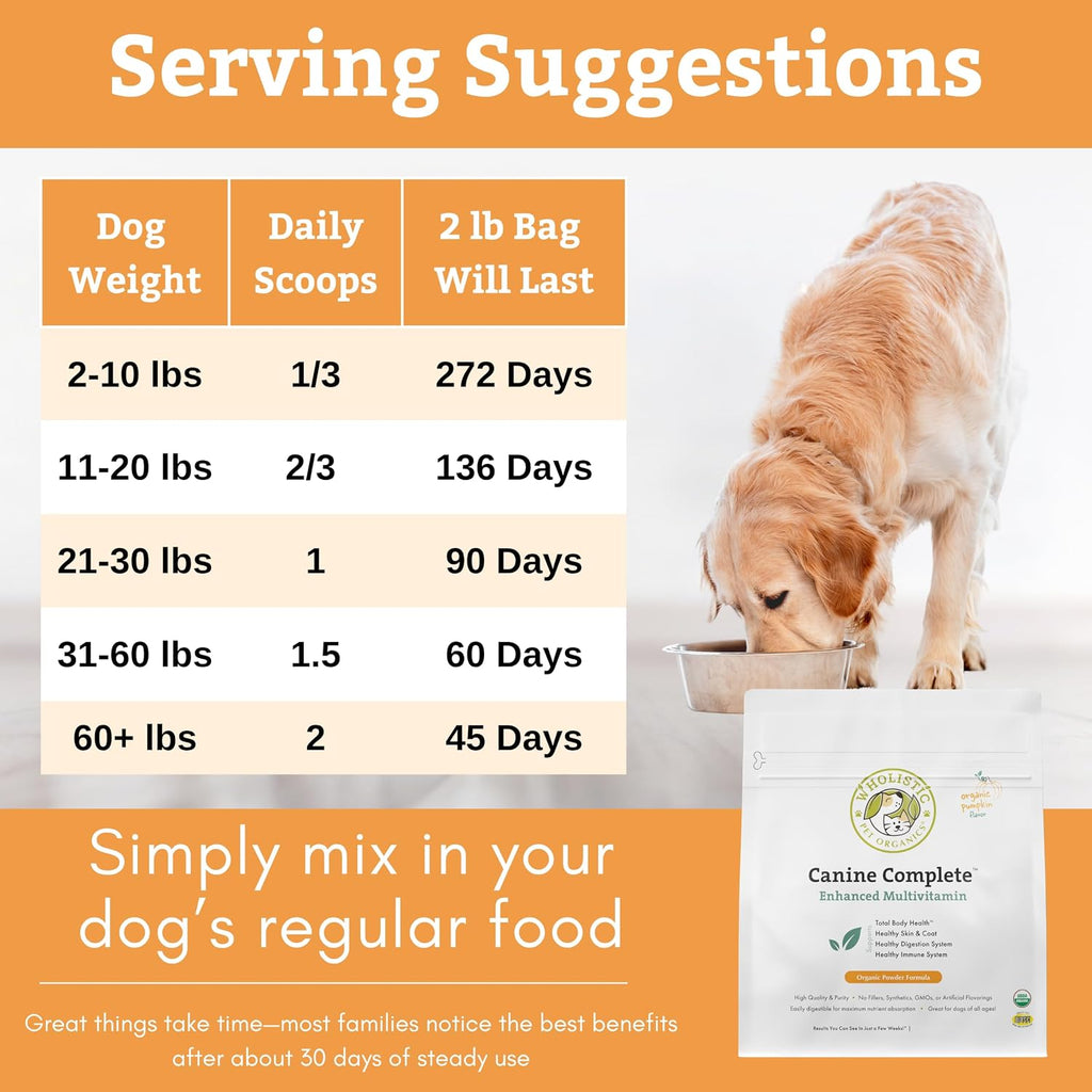 Canine Complete - Multivitamínico en polvo para perros - 907 g - Vitaminas y suplementos diarios para comida casera - Salud e inmunidad - Todas las razas - 90 dosis