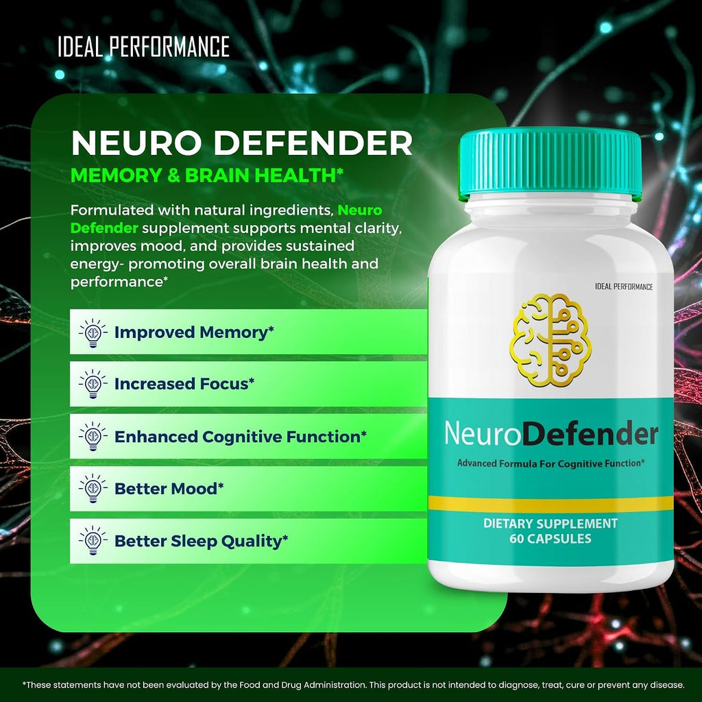Neuro Defender - Complemento para el Cerebro, Memoria y Concentración, Fórmula Avanzada, 5 Envases