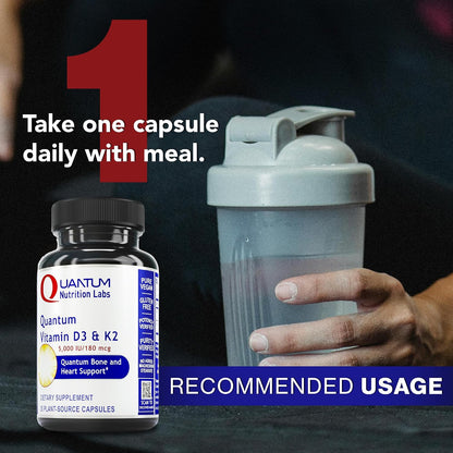 Quantum Nutrition Labs Vitamina D3 y K2 - 5000 UI, 30 Cápsulas Veganas – Image 5