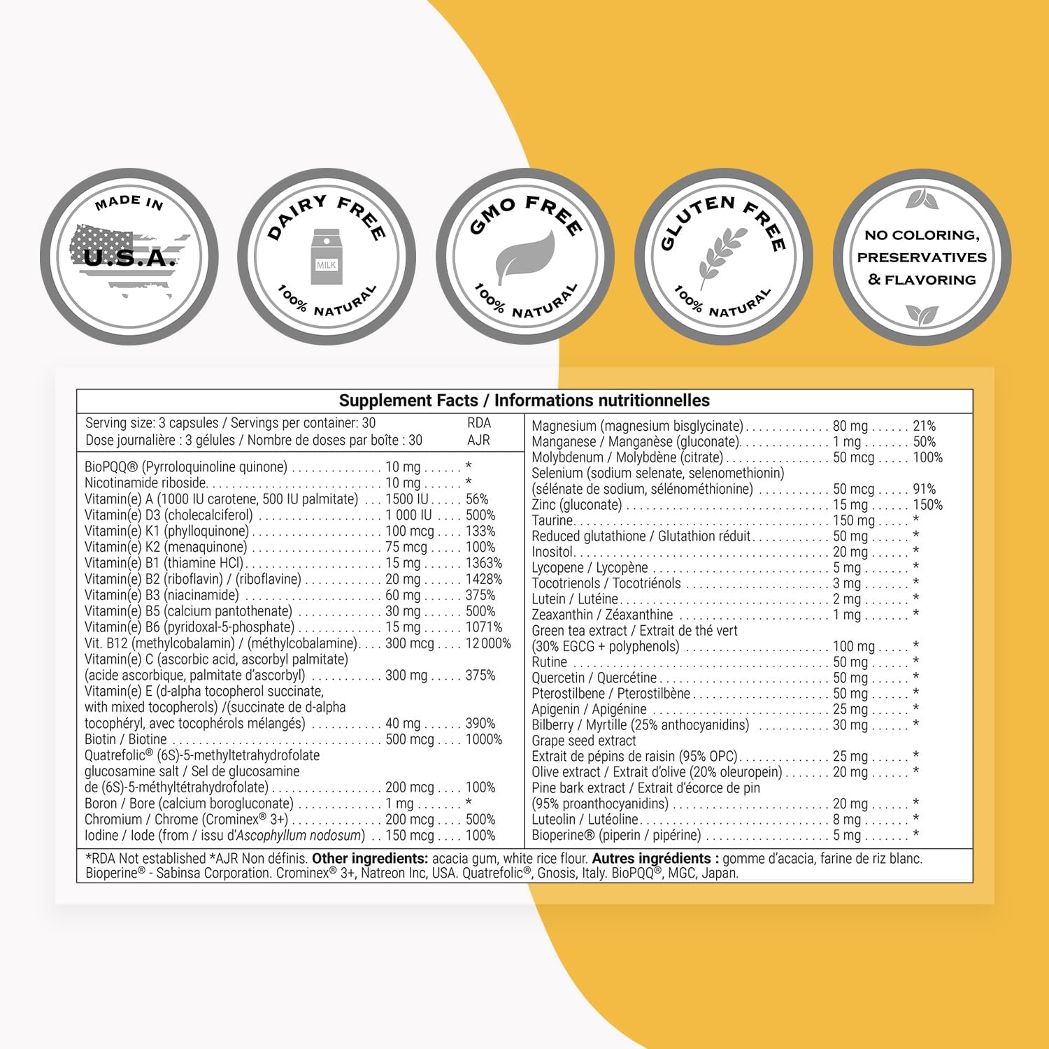 Supersmart Daily3 + BioPQQ – Multivitamínico completo para hombres y mujeres – 90 cápsulas vegetales
