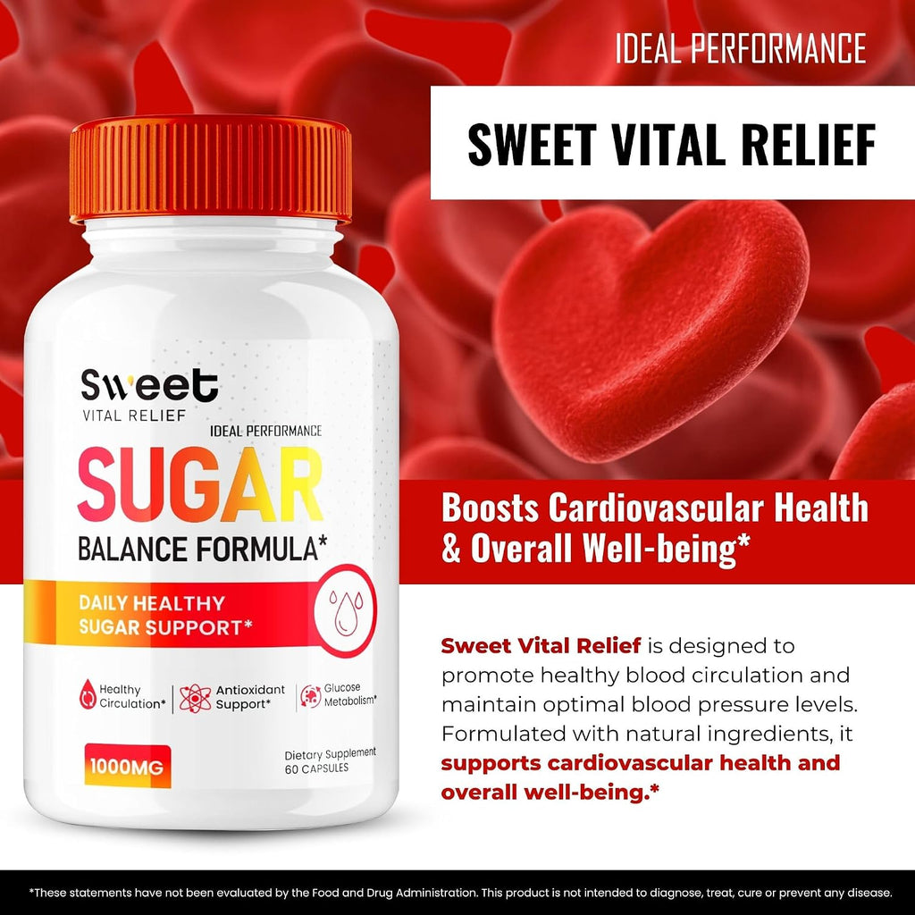 Sweet Vital Relief Blood Balance Formula - Fórmula Oficial de Apoyo para Circulación Saludable y Niveles Estables - 5 Paquetes