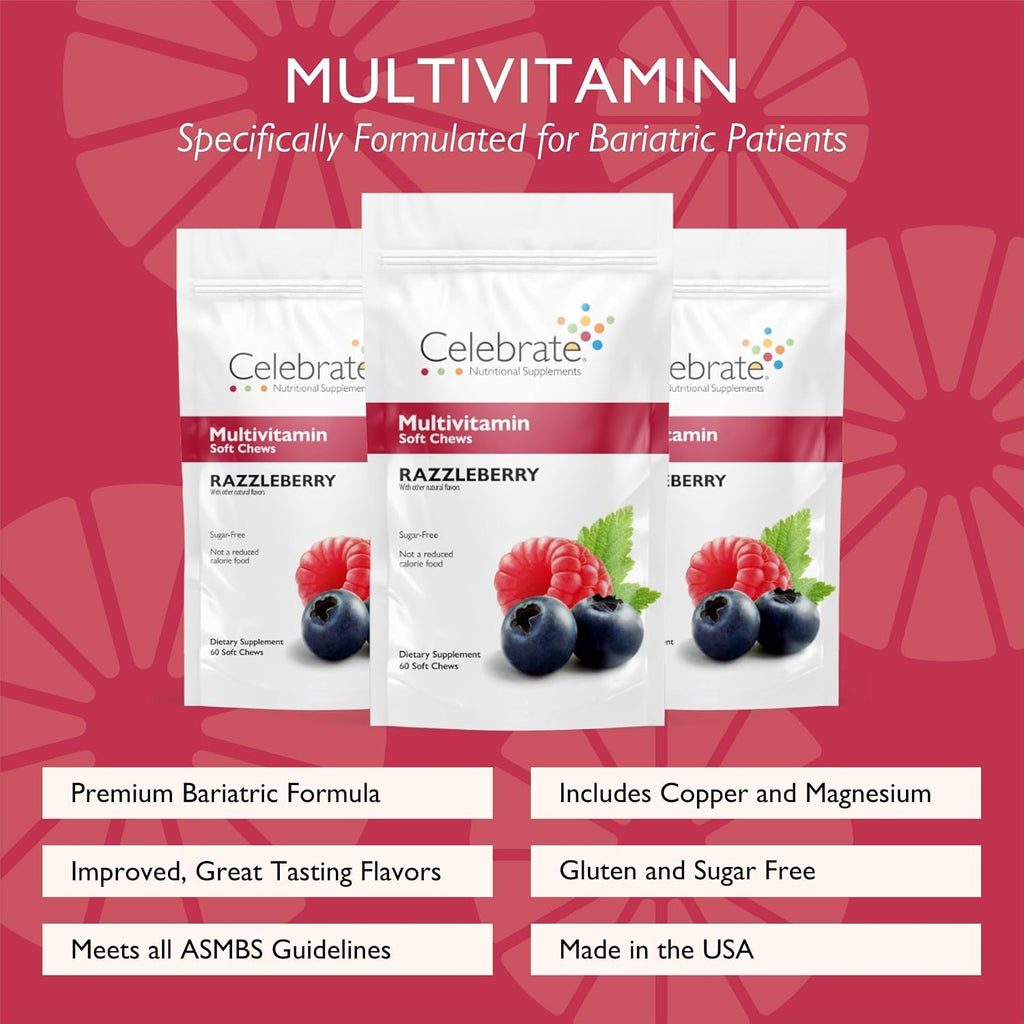 Celebrate Vitamins Multivitamínico Bariátrico en Pastillas Blandas, Berry, 180 uds