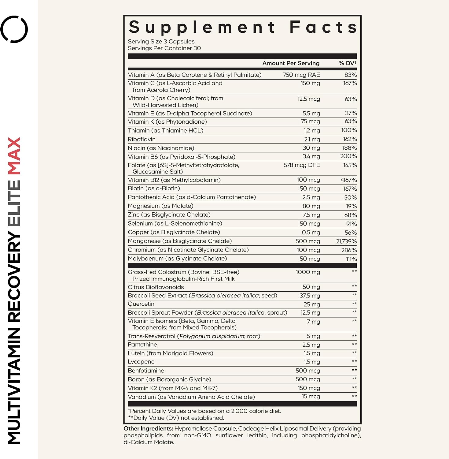 Codeage Multivitamin Recovery Elite Max - 90 Cápsulas