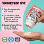 Clean Nutraceuticals Probióticos para Mujeres con D-Manosa, Arándano Rojo, Ñame Salvaje, Sauzgatillo - 20 Cepas Probióticas y Prebióticas - Equilibrio del pH, Probiótico Femenino para la Salud Digestiva - 60 Cápsulas