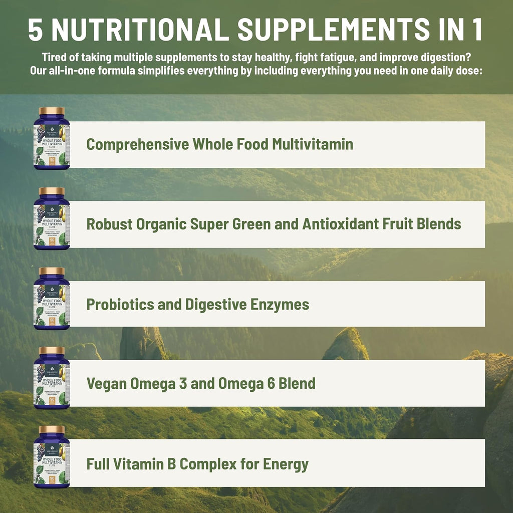 Abundant Earth Multivitamínico Completo con Probióticos y Enzimas, 180 Cápsulas