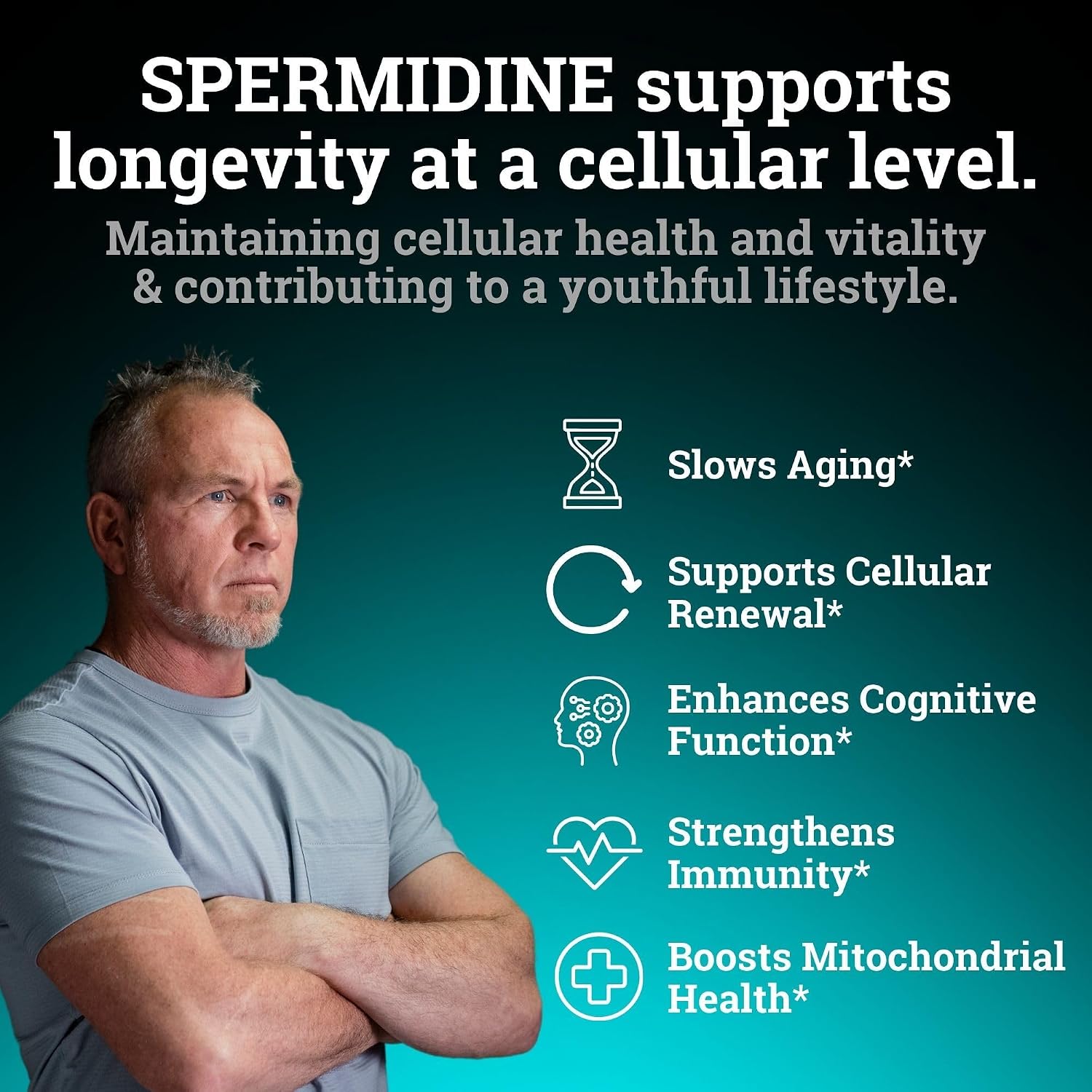 Suplemento de Spermidina 1440mg (99% Puro) - 120 Cápsulas - 4 Meses de Suministro