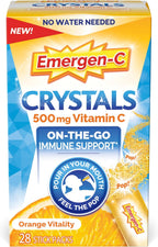 Emergen-C Crystals, On-the-Go, Suplemento de Vitamina C con Vitaminas B, Zinc y Manganeso, Sabor Naranja Vitalidad - 28 Sobres