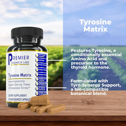 Premier Research Labs Tyrosine Matrix - Suplemento de L-Tirosina 944mg con Rhodiola Rosea y Algas Rojas - 90 Cápsulas – Image 2