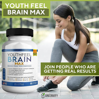 Youthfeel Brain Max Extra Strength Fórmula de Concentración y Claridad Cognitiva, 60 Cápsulas – Image 5