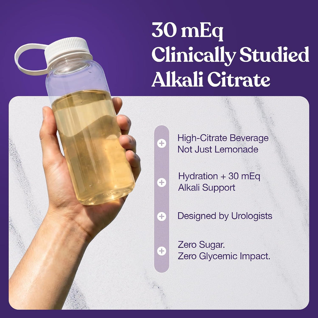 Stone Stopper Drink Mix, Limonada - Suplemento de Citrato Alcalino para la Salud Renal, 30 Dosis