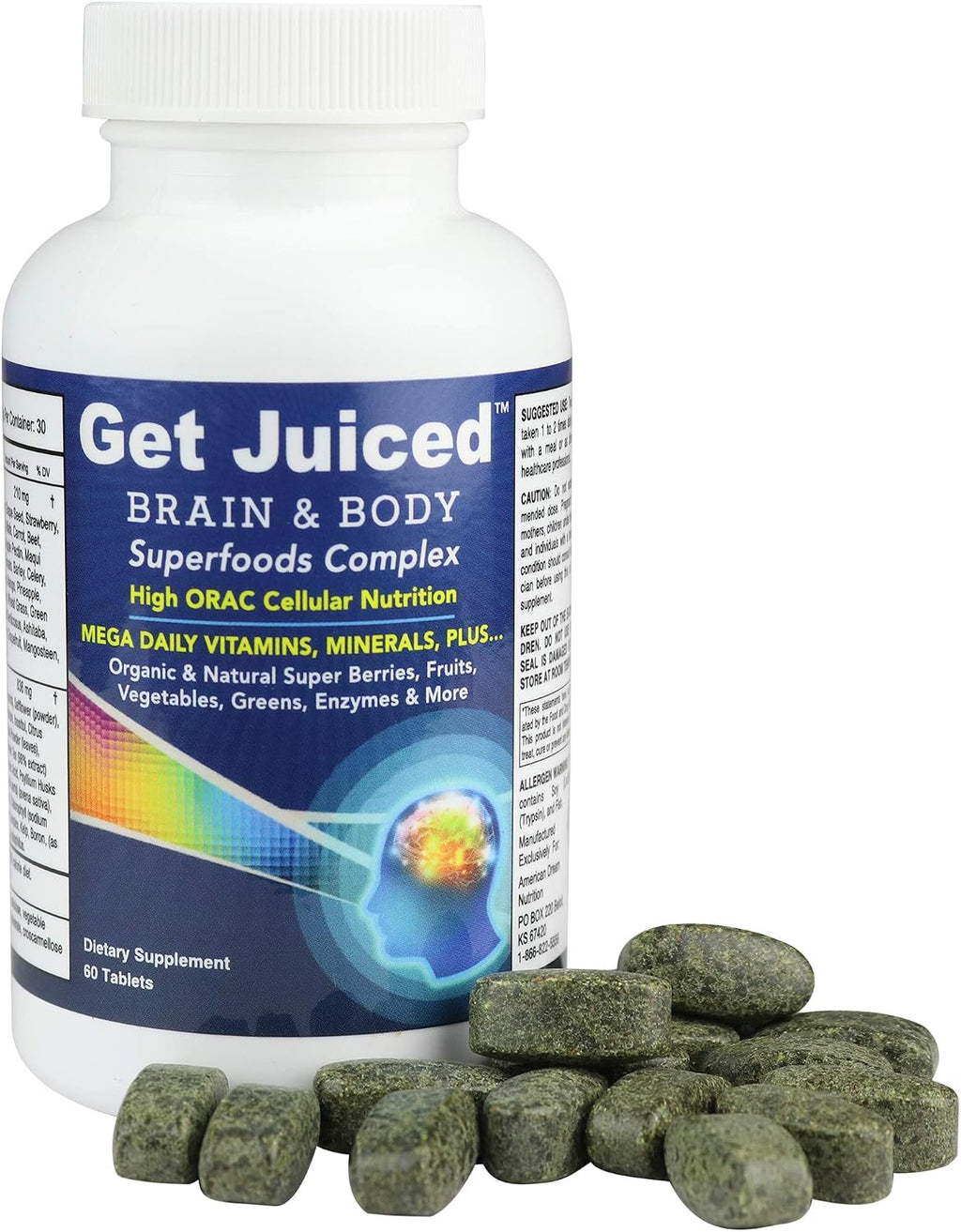 ADN Get Juiced - Complejo Multivitamínico y Mineral de Alimentos Integrales - 30 Servicios
