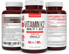 Suplemento Vitamina D3 y K2 5000 UI + 180 mcg K2 MK-7 (MenaQ7) - 60 Cápsulas Vegetales