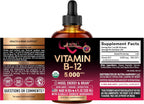 Vitamina B12 Sublingual Orgánica 5000 mcg - Metilcobalamina Líquida Vegana