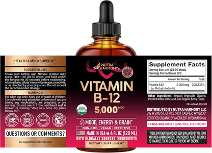 Vitamina B12 Sublingual Orgánica 5000 mcg - – Funcionamiento del sistema nervioso: Mantiene la salud de las – Image 2