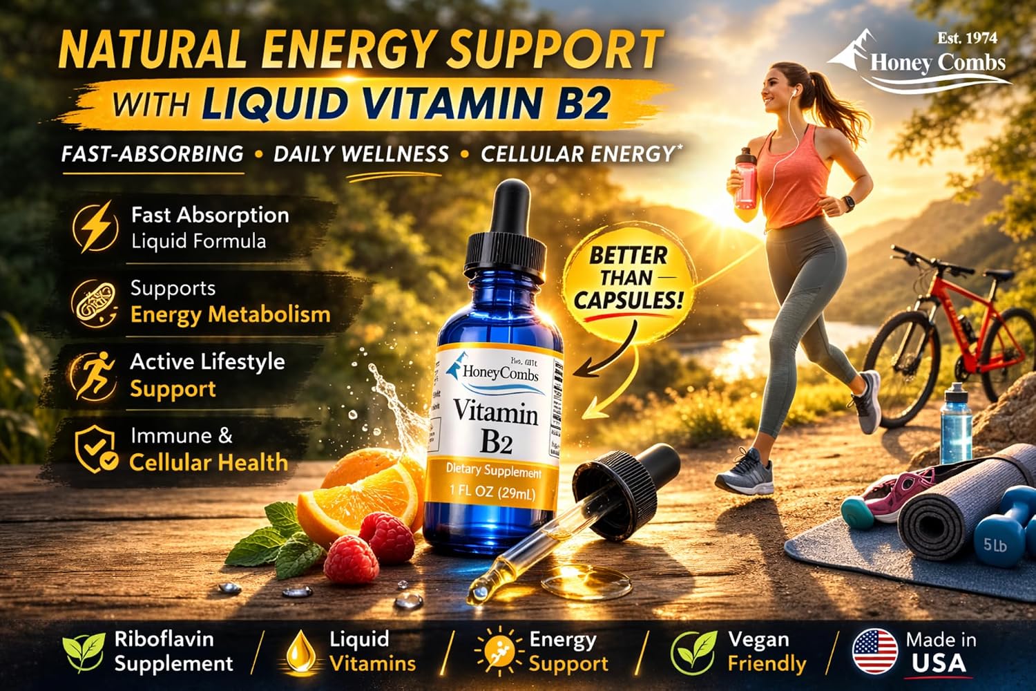 HoneyCombs Vitamina B2 Líquida - Riboflavina - 30 ml