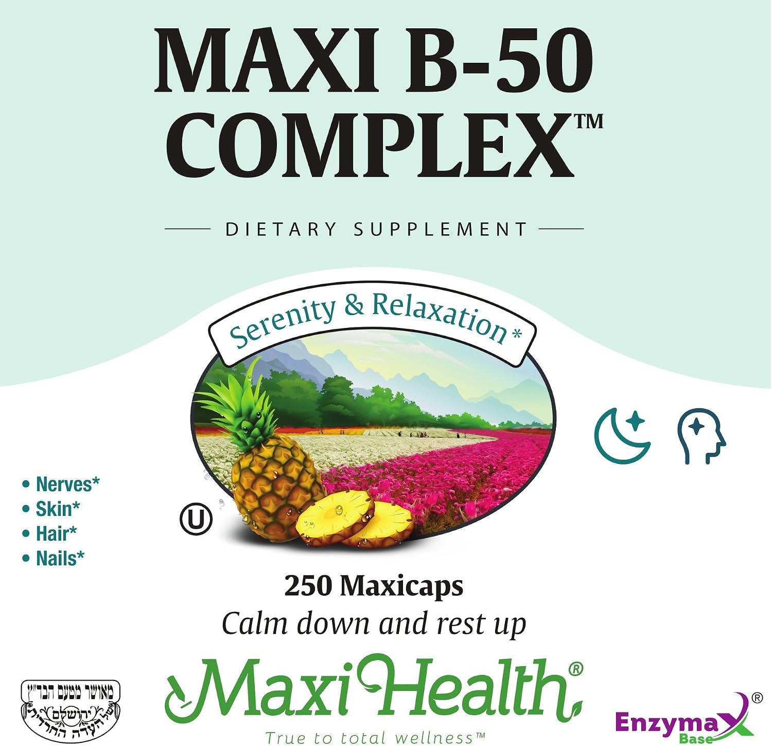 Maxi Health Stress Relief Vitamin B Complex – Complejo B con Inositol y Colina, 250 comprimidos