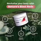 NATURES BLAST Reds - Superfood en Polvo con 23 Frutos Rojos, 4 Adaptógenos, Probióticos y Enzimas - Mezcla Vegana de Antioxidantes
