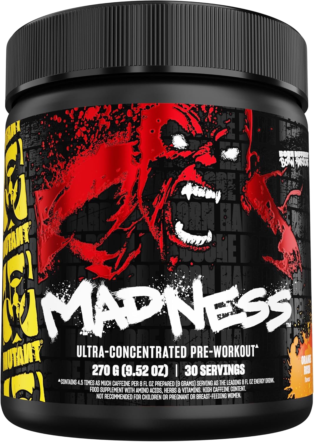 Mutant Madness Pre Workout en Polvo - 30 Servicios - Orange Rush