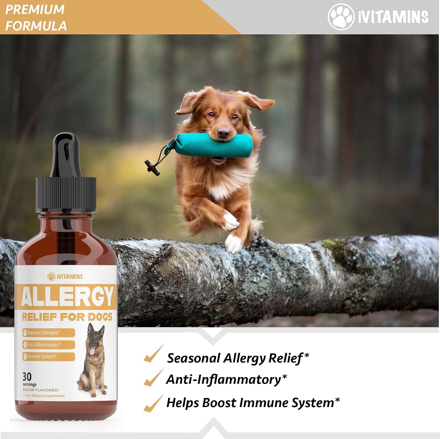 Alivio Natural para Alergias de Perros - Apoyo Contra Picazón y Estornudos - 30 ml