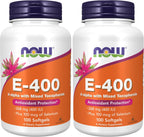 NOW Foods Vitamina E 400 UI con Tocoferoles Mixtos y Selenio - 100 Perlas Blandas