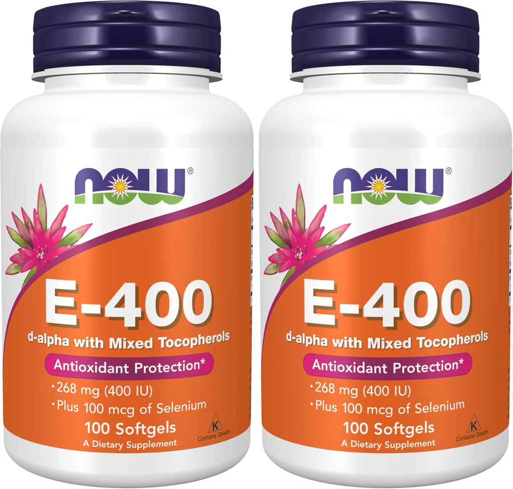 Vitamina E-400 UI con Tocoferoles Mixtos y Selenio - 100 Perlas Blandas