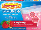 Emergen-C Immune+ Vitamina C 1000 mg, con Vitamina D, Zinc y Antioxidantes, Sabor Frambuesa - 30 Sobres