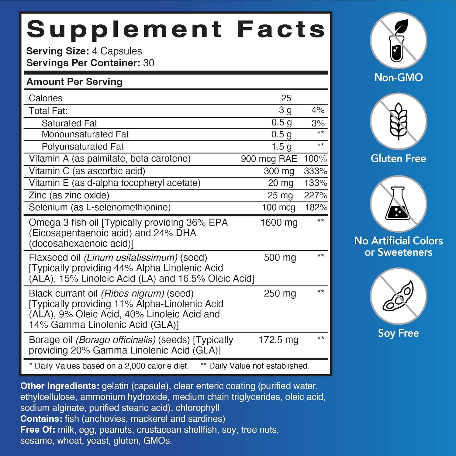 Patient One Dry Eye Care | Complemento para aliviar ojos secos e irritados | con Omega 3, GLA y más | 120 cápsulas