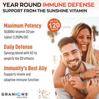 Granions Max Strength Vitamina D3 K2 10.000 UI + 200 mcg MK-7, 60 Comprimidos
