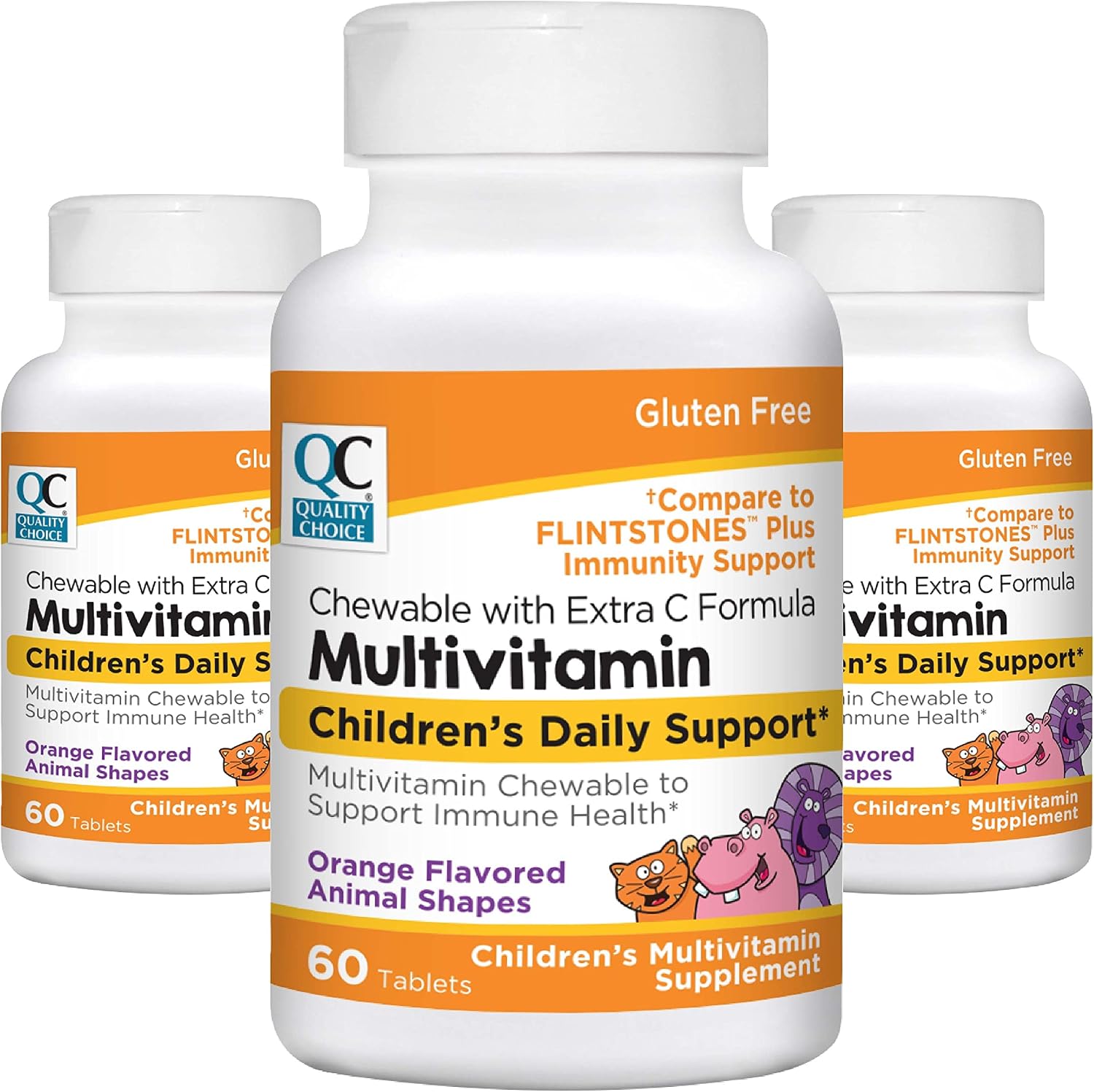 Quality Choice Multivitamínico Infantil Forma de Animales con Vitamina C Extra - 3 Envases de 60 Comprimidos Masticables
