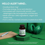 Himalaya Hello Alert Mind - Suplemento para Energía y Enfoque con L-Teanina, Ashwagandha, Bacopa, Vitamina B6 y B12 - 60 Cápsulas Veganas