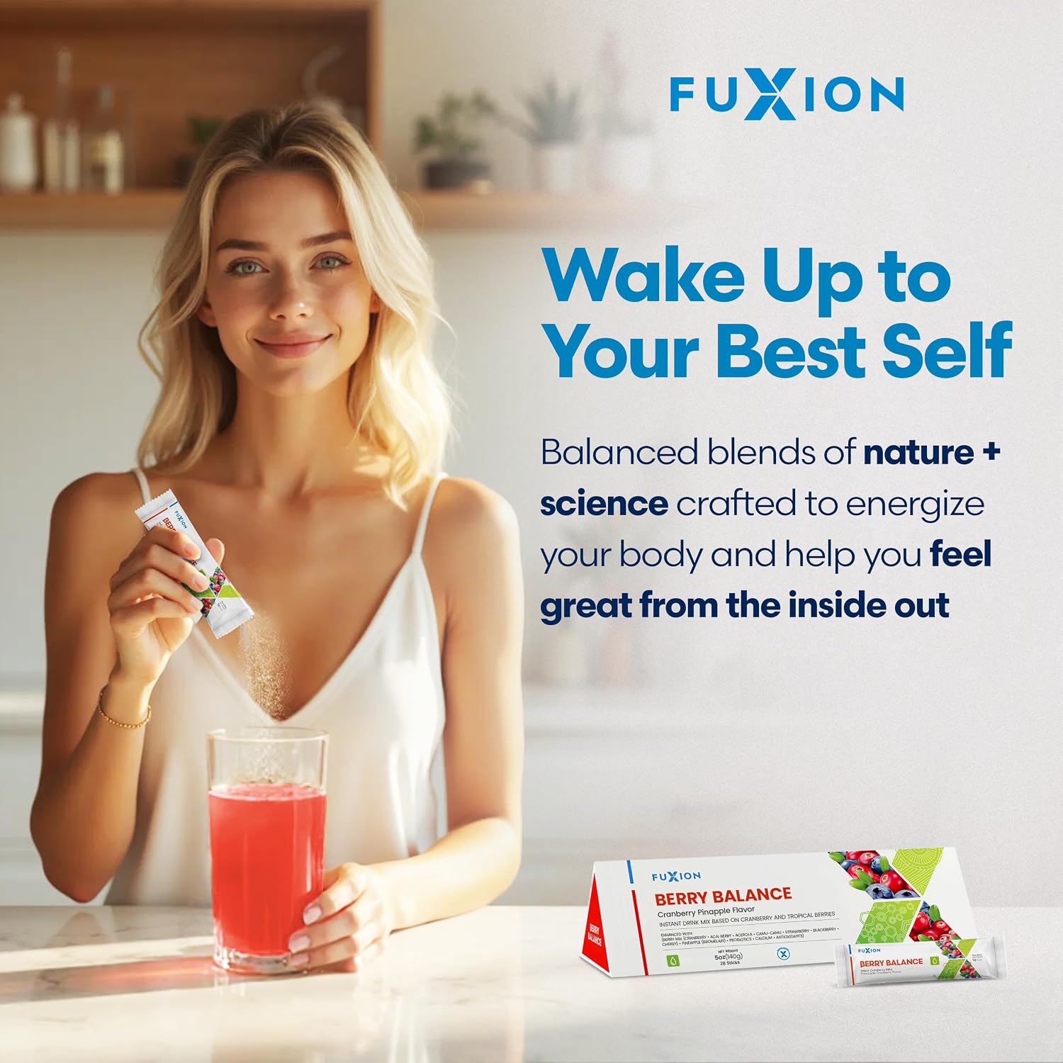 FuXion Berry Balance | Bebida Funcional para el Tracto Urinario | Probióticos y Antioxidantes | Sabor a Bayas Mixtas | 28 Sticks