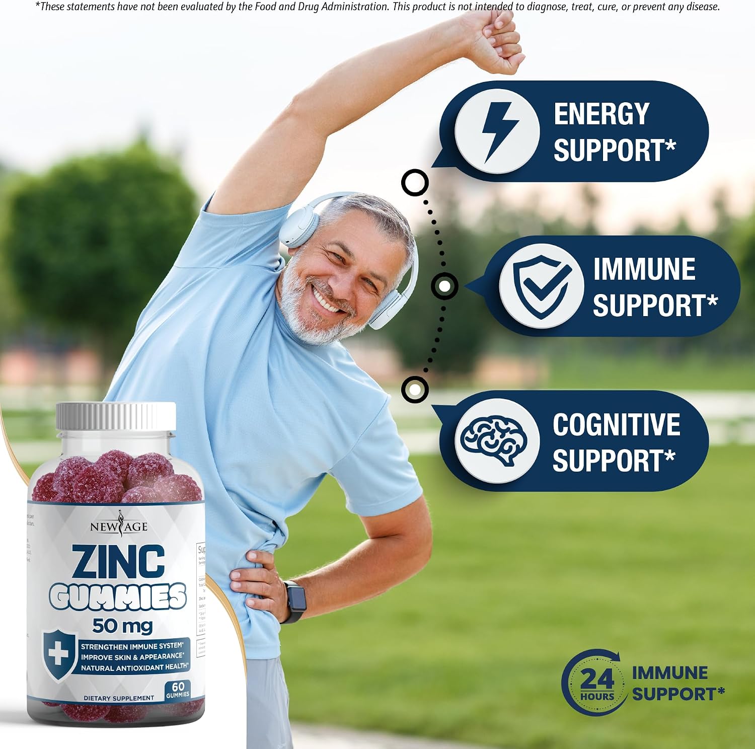 NEW AGE Immune Defense Combo – 2 unidades – Gomitas de Vitamina D3 5000 UI y Gomitas de Zinc de Alta Potencia, 120 unidades