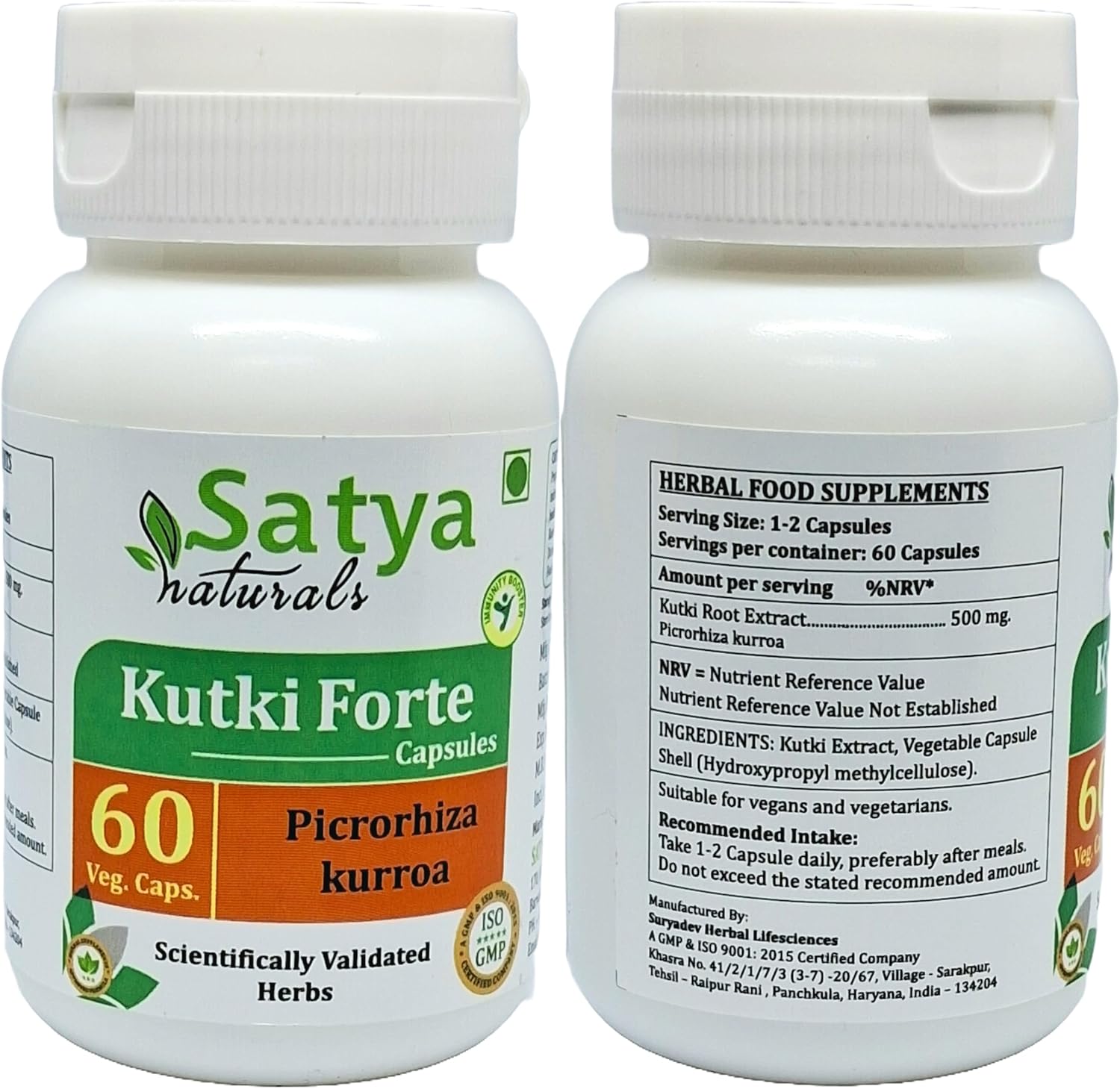 Kutki Forte 500 mg Cápsulas | Extracto de Picrorhiza Kurroa | Pack de 2 x 60 Cápsulas