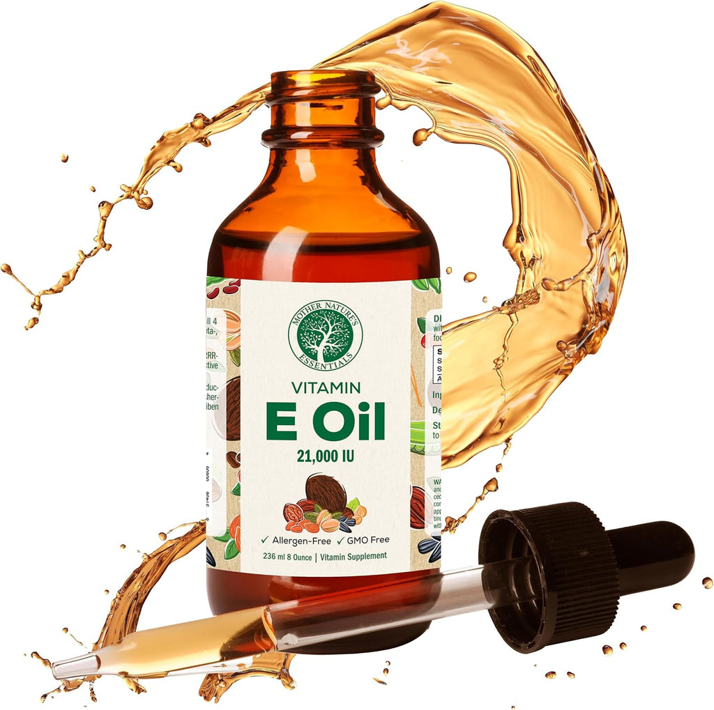 Mother Nature's Essentials Vitamin E 21,000IU 1 Oz from 2 Pack. Helps Support the Bodies Natural Immune System, Uses Orally or Topical.