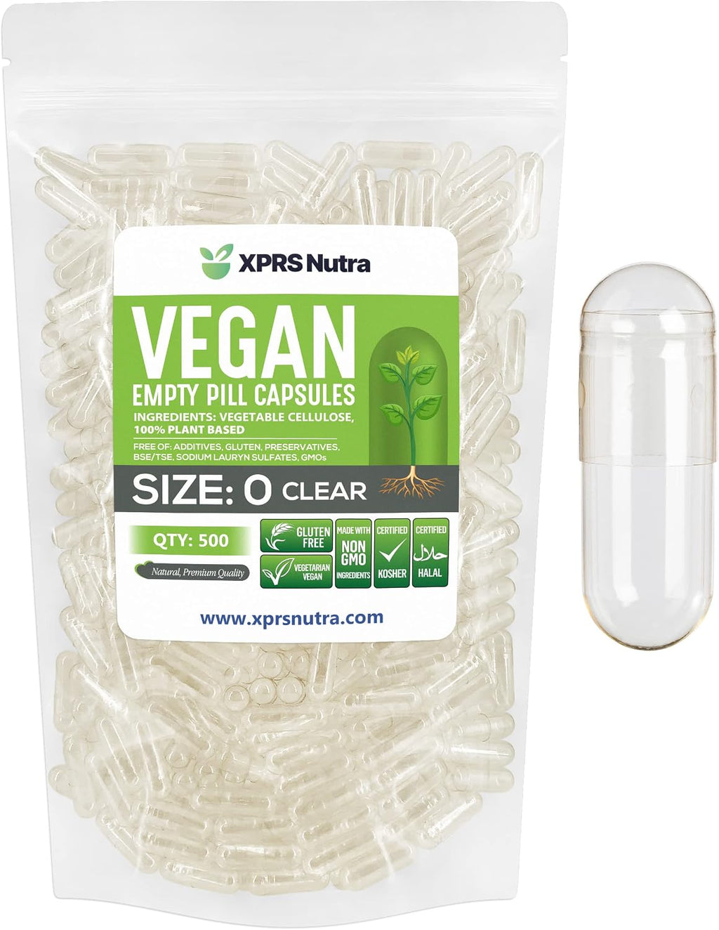 XPRS Nutra Cápsulas Vacías Veganas Tamaño 0 - 1000 Unidades - Cápsulas Vegetarianas para Rellenar - DIY Suplementos (Multicolor)