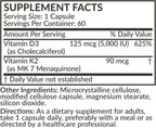 Futurebiotics Vitamina D3 y K2 MK-7 - 5000 UI D3 + 90 mcg K2 MK-7, 60 Cápsulas Vegetarianas